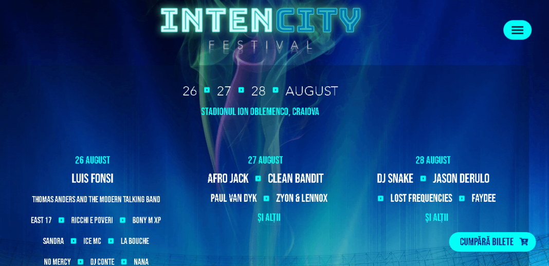 Site-ul Intencity încă anunţă festivalul de anul trecut