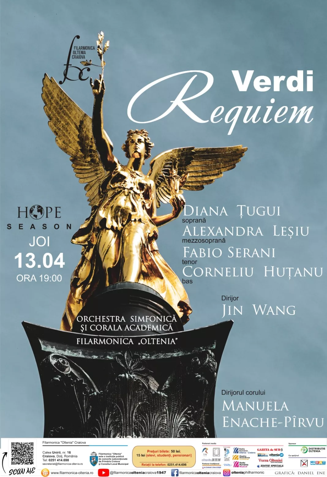 ”Requiem-ul” de Verdi, capodoperă a compozitorului italian, va fi cântat pe scena Filarmonicii ”Oltenia”