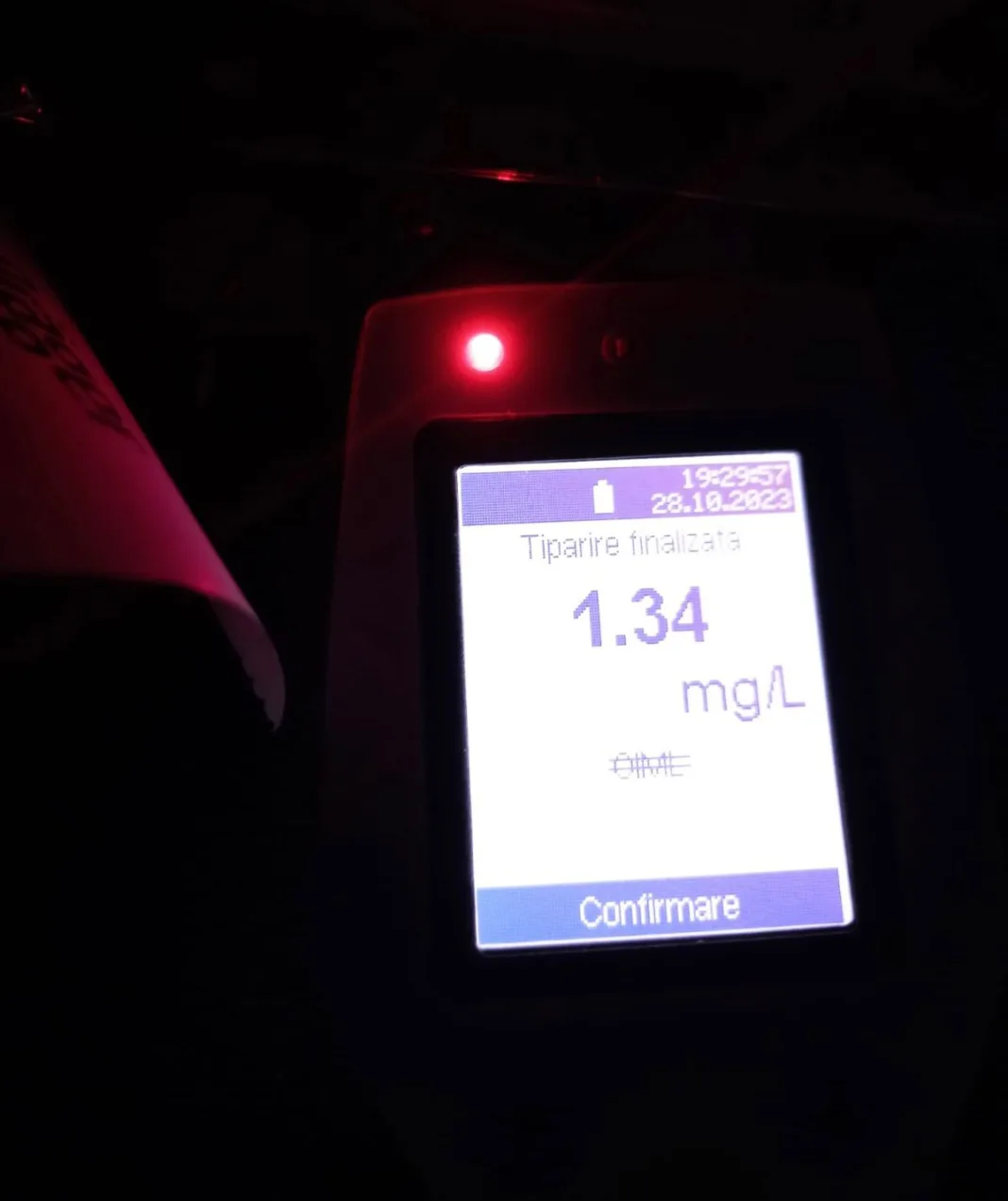Craiovean prins la volan cu o alcoolemie de 1,34 mg/l alcool pur în aerul expirat