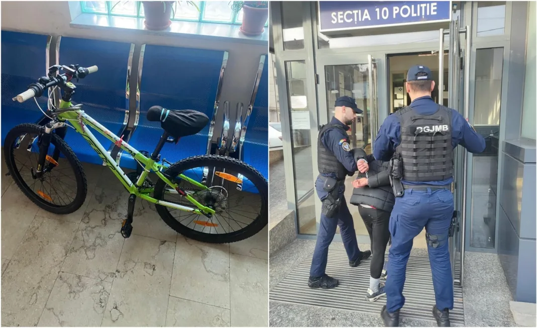 Un hoț a furat o bicicletă fără să știe că îl văd jandarmii