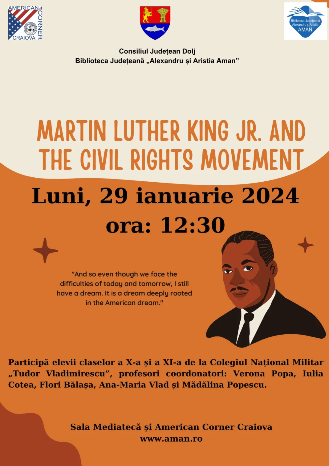 Lecție deschisă despre Martin Luther King Jr. la Biblioteca Aman