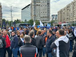 Blocul Național Sindical, protest în fața Guvernului