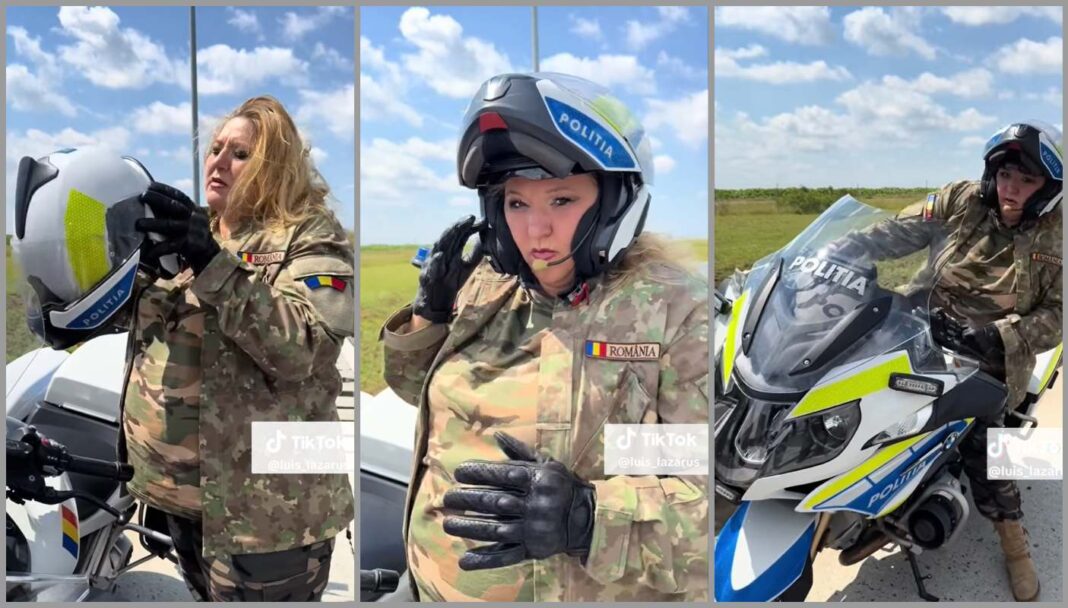 IGPR face anchetă după ce Diana Șoșoacă s-a filmat în uniformă militară, pe o motocicletă de poliție