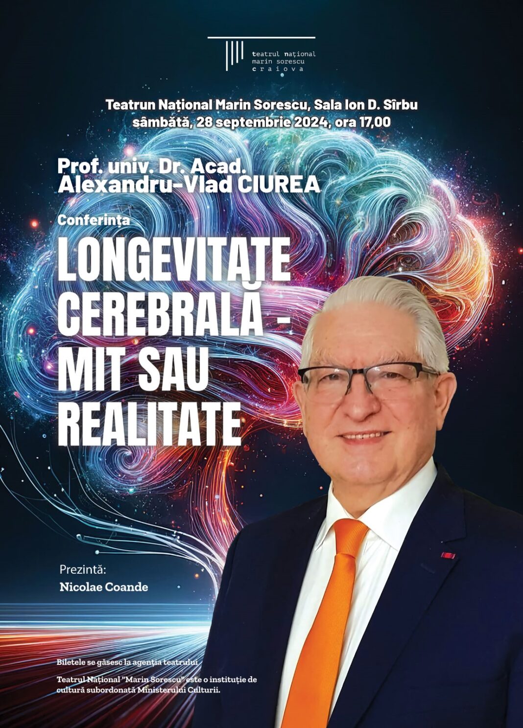 Profesorul doctor Alexandru Vladimir Ciurea va susține la Craiova Conferința Longevitate cerebrală - mit sau realitate