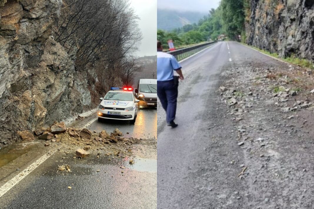 Ploaie torențială și căderi de pietre-Km211 zona Brezoi