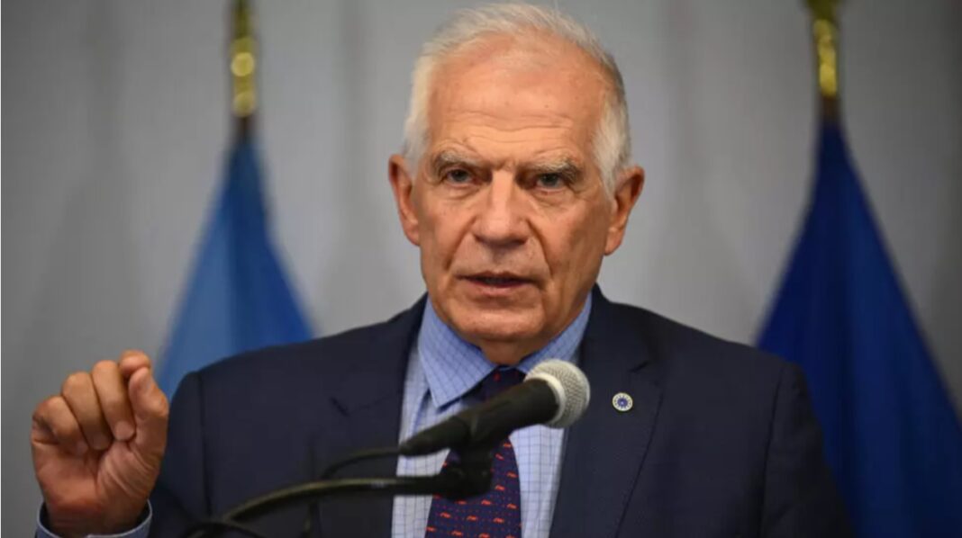 Șeful Uniunii Europene pentru Afaceri Externe și Politică de Securitate, Josep Borrell, vorbește la sediul Delegației Uniunii Europene înaintea Adunării Generale a ONU de la New York