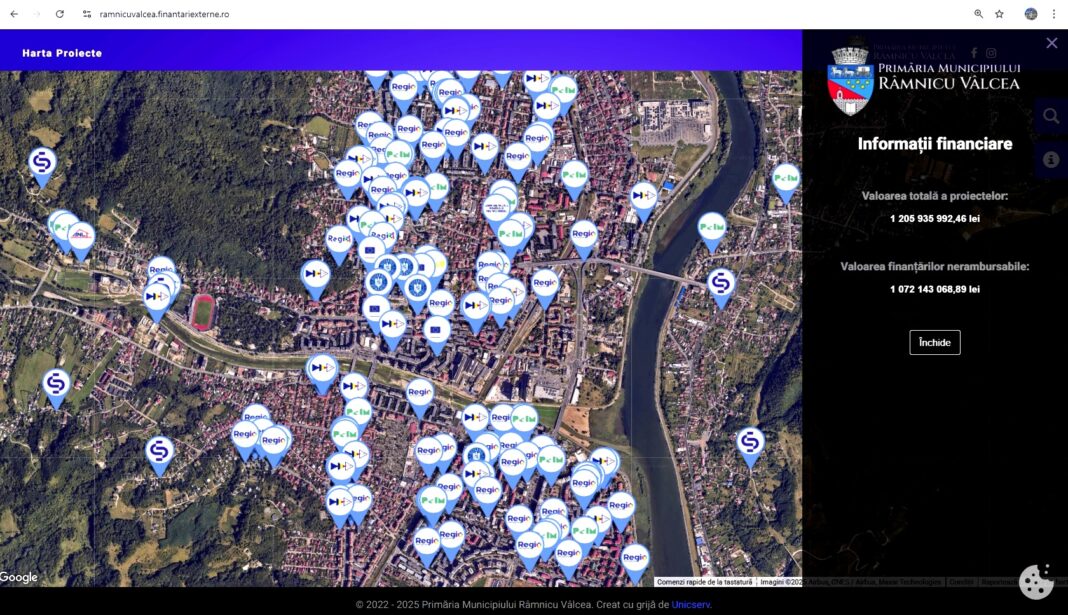 Harta proiectelor cu finanțare nerambursabilă accesate de Primăria Râmnicu Vâlcea este disponibilă la adresa www.ramnicuvalcea.finantariexterne.ro