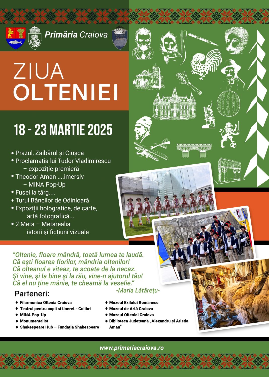 Evenimentele dedicate Zilei Olteniei sunt organizate de Primăria Municipiului Craiova